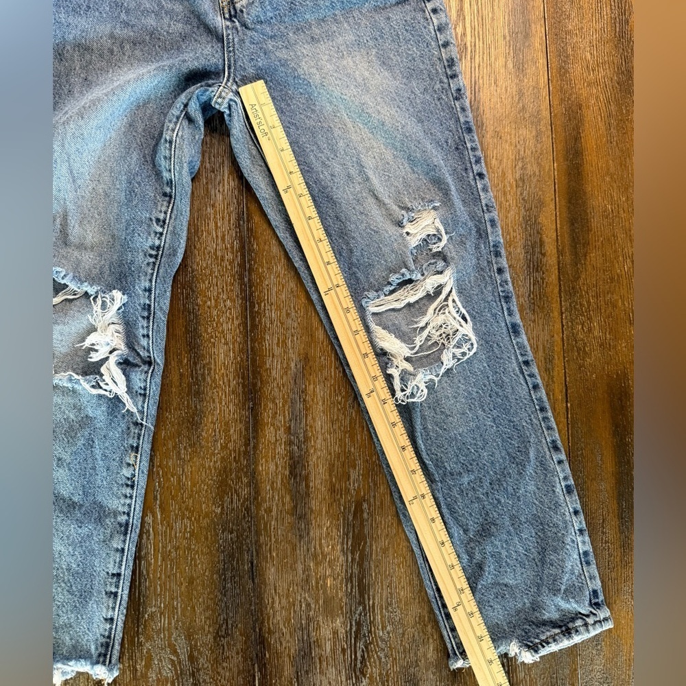 PacSun Women’s Blue High Rise Straight Distressed Button Fly Jeans Size 25 - Picture 9 of 11